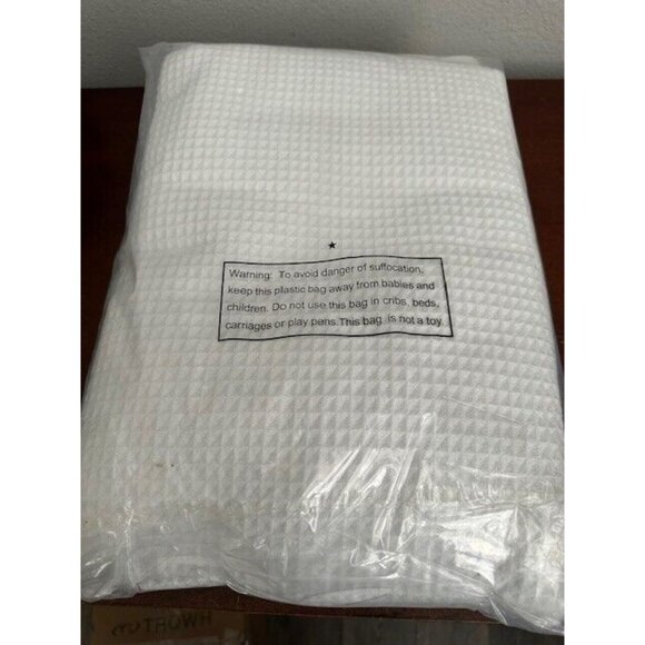 Polyte 6 Pack Bath Hand Towels Washcloths White Waffle Oversized Lint Free Quick - Picture 4 of 8